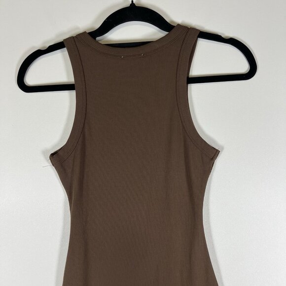 Meshki‎ Dress Women's Small Brown Ribbed Knit Side Slit Bodycon Sleeveless - Picture 9 of 10